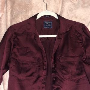 silk burgundy button down
